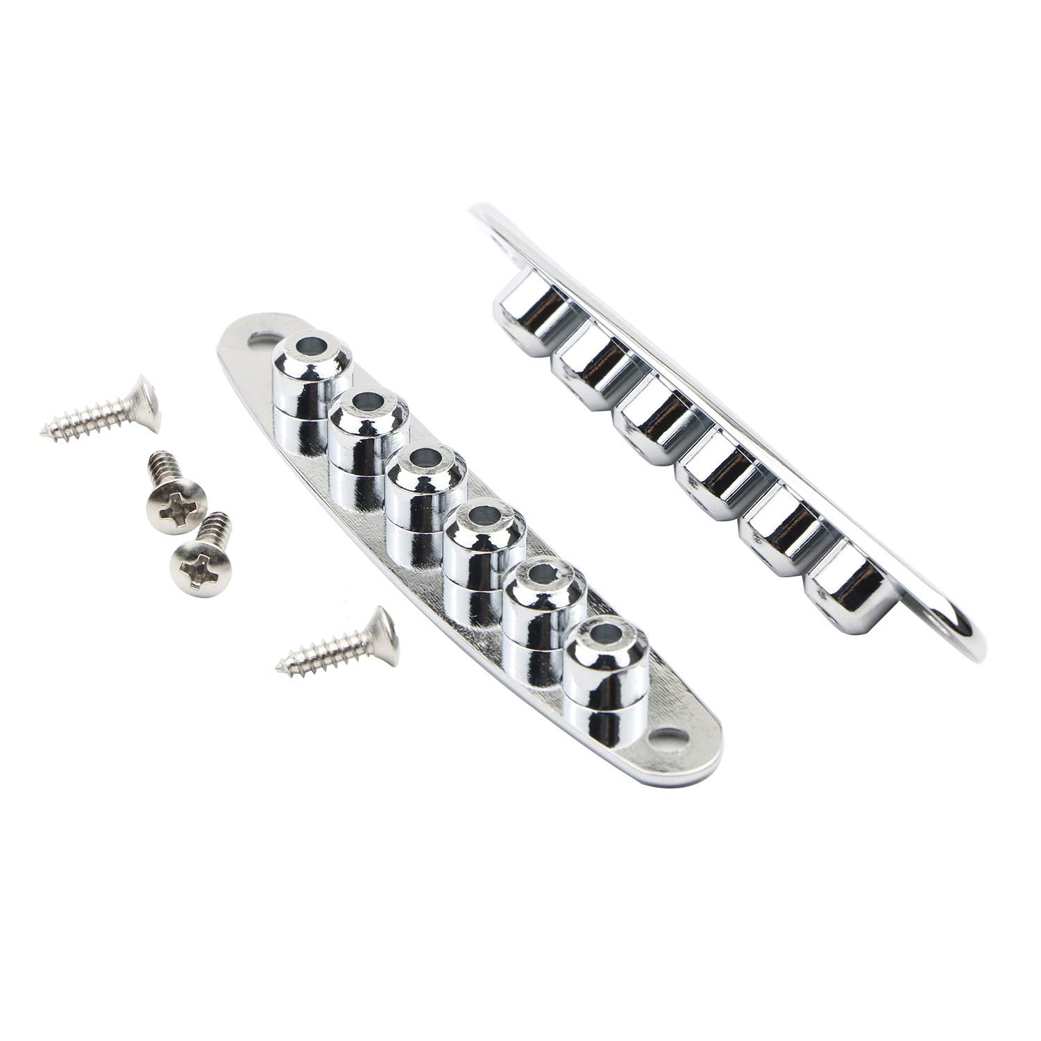 Swhmc 2pcs Chrome Guitar String Through Plate Metal Guitar Mounting Ferrules Bushing Plate Through Body for Bass Guitar